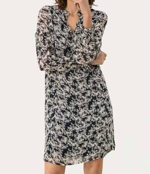 NEW PART TWO botella dress in dark navy contrast